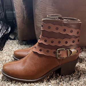 Faux Leather Ankle Boots
